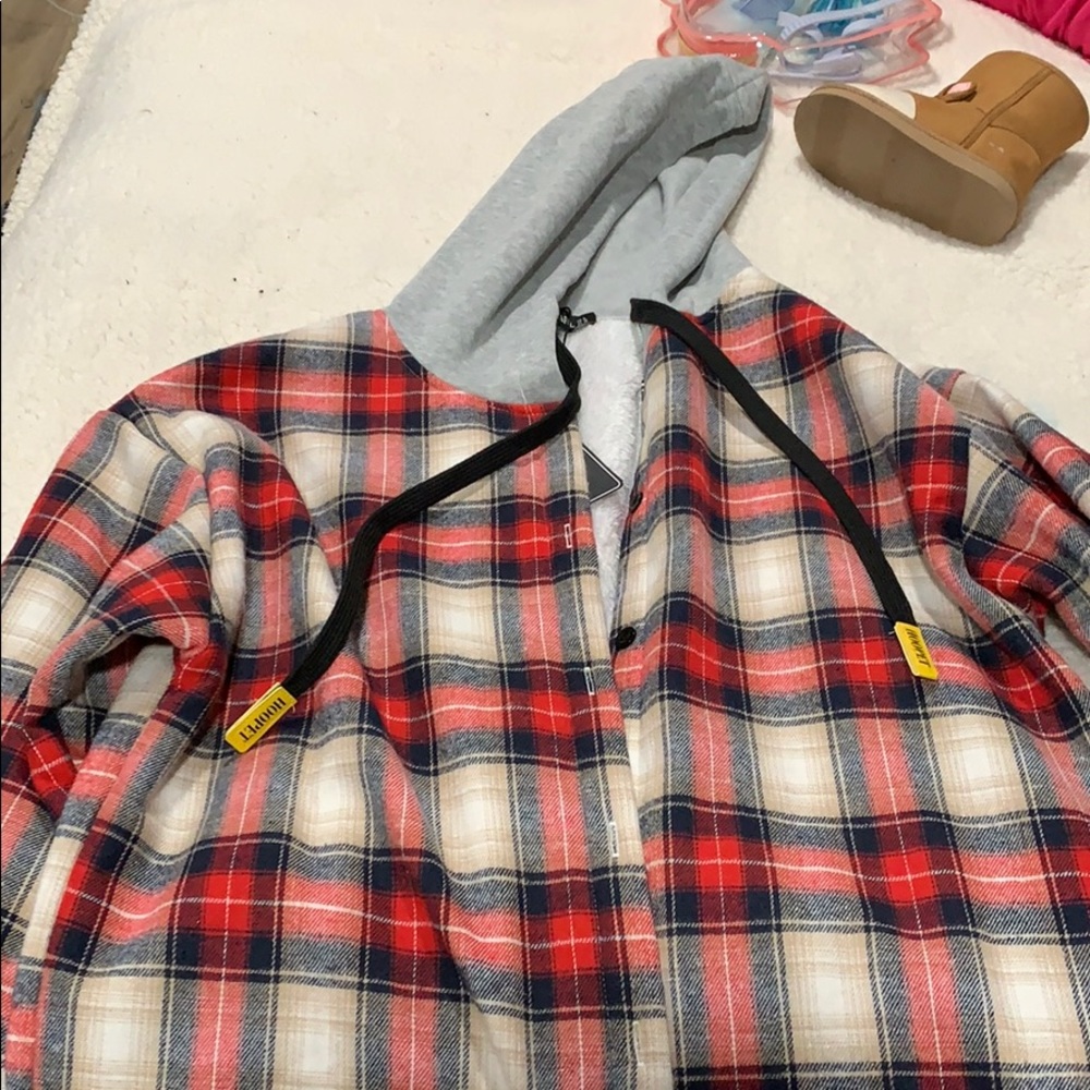 Button up flannel hoodie